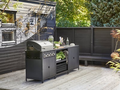 GRILLSKÄR Outdoor kitchen, stainless steel, 244x61 cm