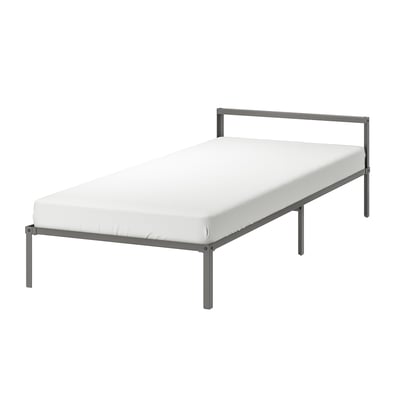 GRIMSBU Bed frame, grey/Luröy, Single