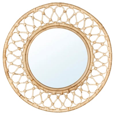 GRINSBOL Mirror, rattan, 55 cm