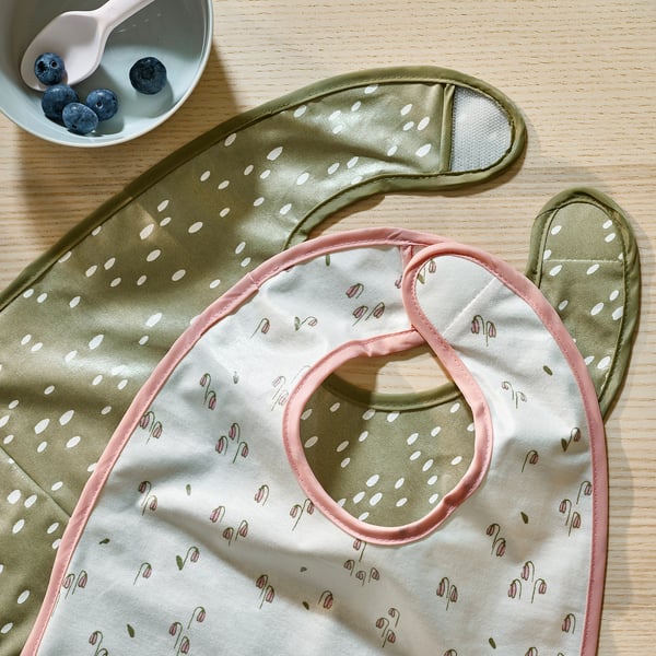 GULDVÄVARE Bib, green/white