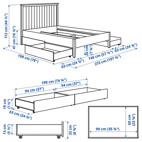 Illustration with measurements for the product: GULLABERG.