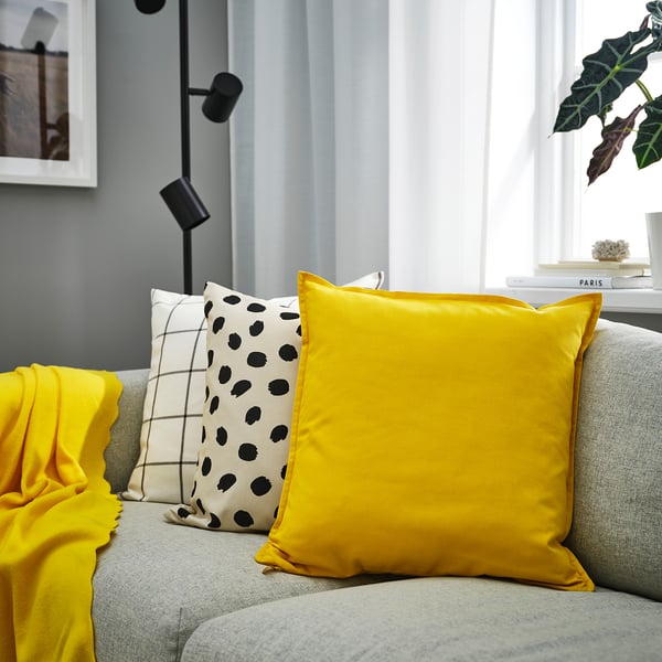GURLI Cushion cover, yellow, 50x50 cm
