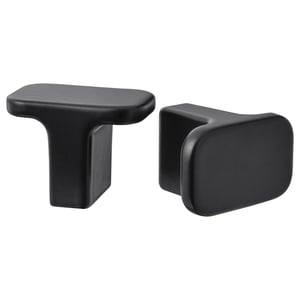 Black HACKÅS knobs, modern design, smooth and easy grip, aluminium material.