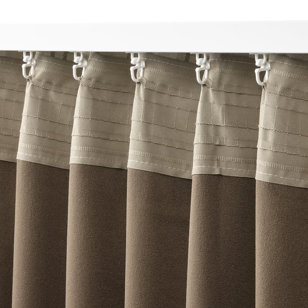 HÄGGVECKMAL Room darkening curtains, 1 pair, beige/with heading tape, 145x250 cm