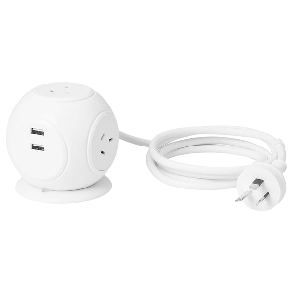 HAGSTA 3-way socket with 2 USB ports