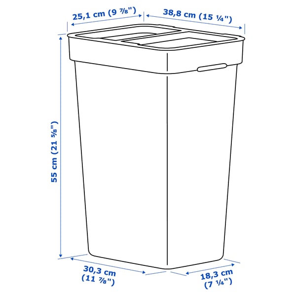 HÅLLBAR Bin with lid, light grey, 35 l