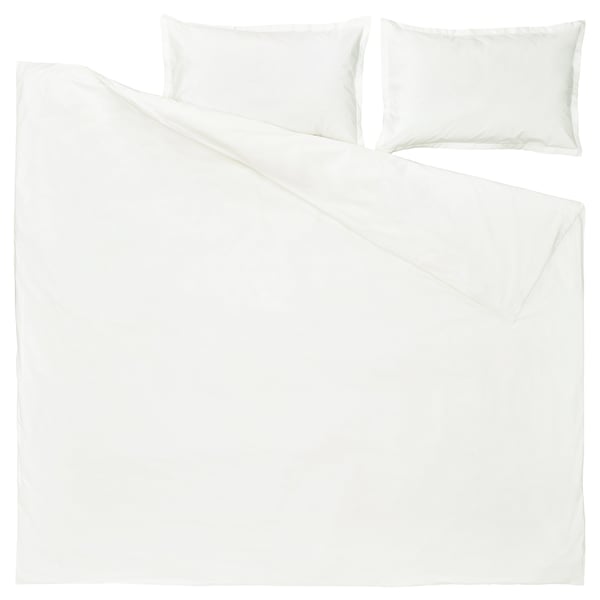 HAMPFLOCKEL Duvet cover and 2 pillowcases, white, 200x200/50x80 cm