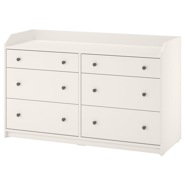 HAUGA Chest of 6 drawers, white, 138x46x84 cm