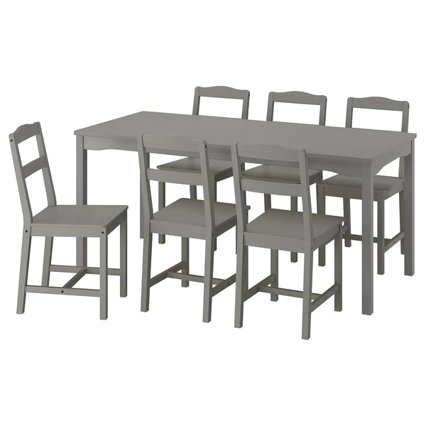 HAUGA / HAUGA Table and 6 chairs, grey/grey, 168x74 cm