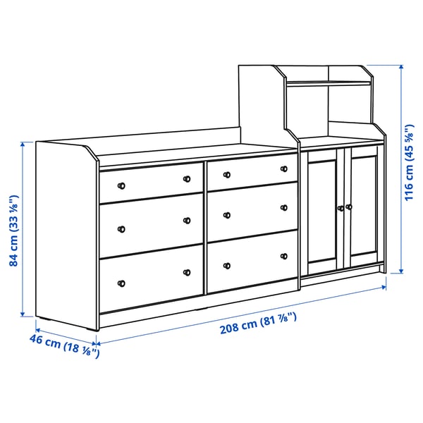 Illustration with measurements for the product: HAUGA.
