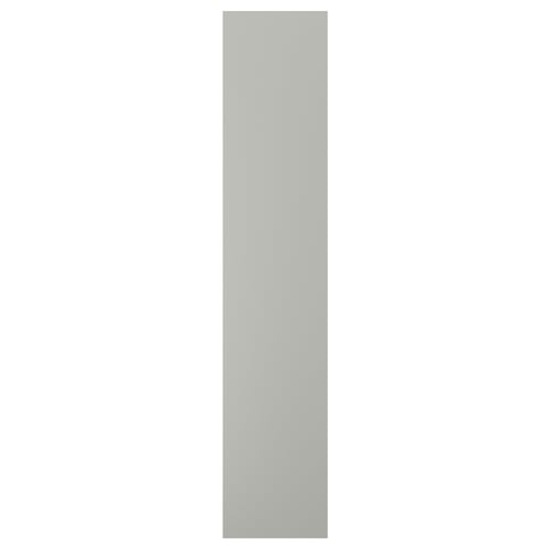 A HAVSTORP light grey kitchen cabinet door. Its rectangular, smooth, and lacquered for easy cleaning.