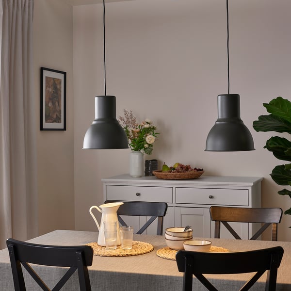 HEKTAR Pendant lamp, dark grey, 22 cm