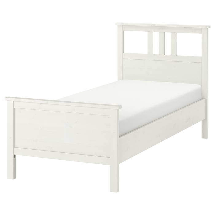 Beautiful solid wood furniture in NZ — HEMNES bed frame, white stain/Lönset, Single