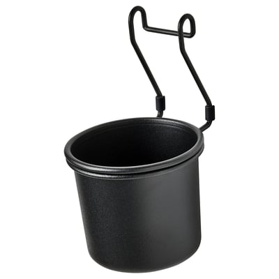 A black HULTARP utensil holder with a metal hook for hanging.