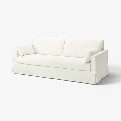 White HYLTARP sofa, sleek design, cotton-polyester fabric.