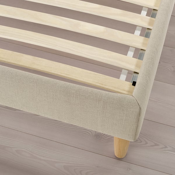 IDANÄS Upholstered bed frame, Naggen beige, Full/Double