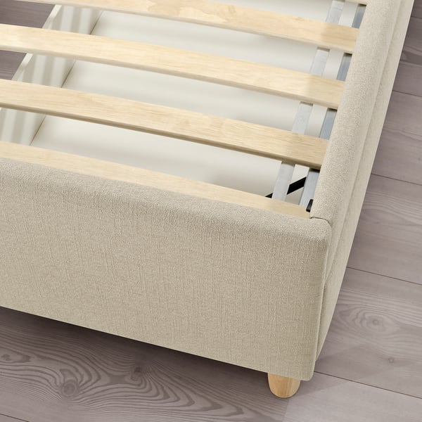 IDANÄS Upholstered storage bed, Naggen beige, Queen