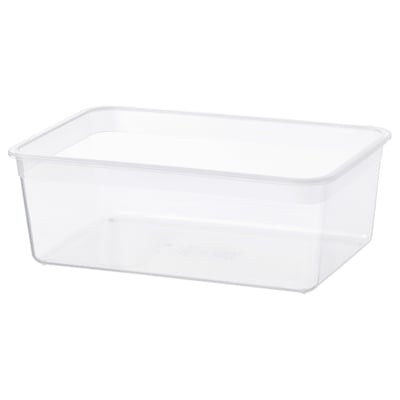 IKEA 365+ clear plastic container for food storage, rectangular shape, transparent design.