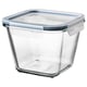 IKEA 365+ Food container with lid, square glass/plastic, 1.2 l