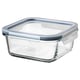 IKEA 365+ Food container with lid, square glass/plastic, 600 ml