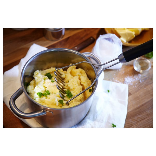 IKEA 365+ HJÄLTE Potato masher, stainless steel/black