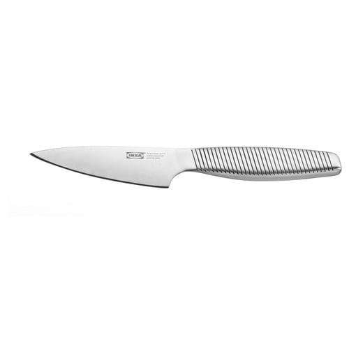 IKEA 365+ stainless steel knife, silver, with grooved handle for gripping, sharp, durable.