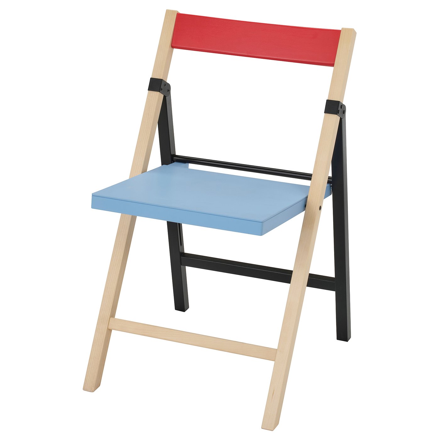IKEA PS 2026 Folding chair, birch blue/black red