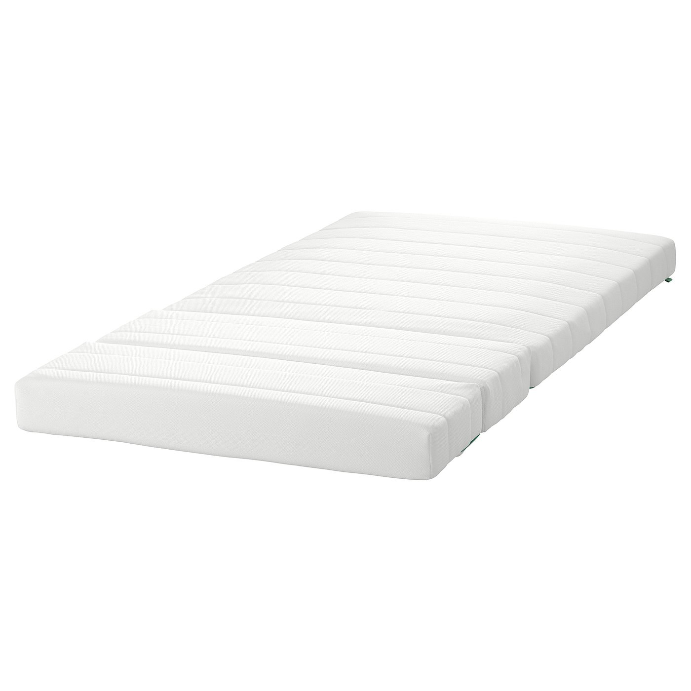 White INNERLIG mattress, recycled materials, rectangular, three-part design.