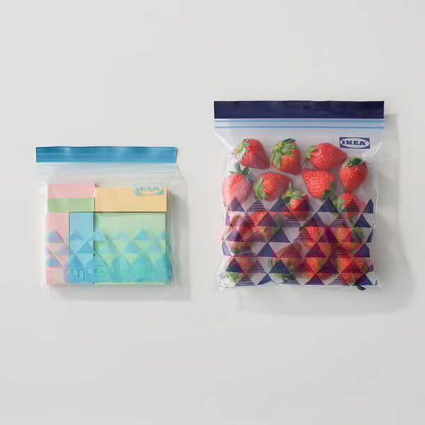 ISTAD Resealable bag, patterned/blue, 1/0.4 l