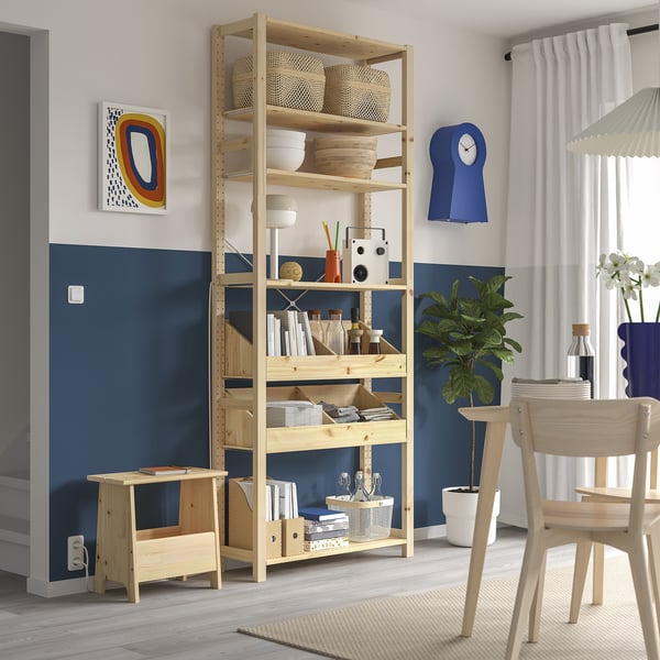 IVAR Shelving unit, with 2 box shelves/pine, 89x30x226 cm