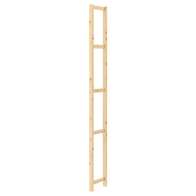 IVAR pine shelf unit, natural wood, tall rectangular shape with four adjustable shelves.