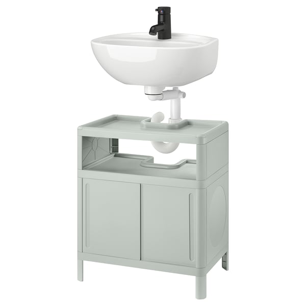 IVÖSJÖN / SKATSJÖN Wash-stnd w slid drs/wash-basin/tap, green, 50x35 cm