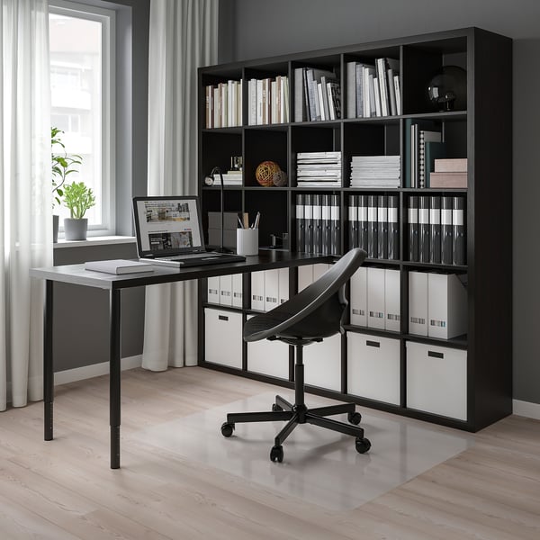 KALLAX / LAGKAPTEN Desk combination, black-brown, 182x179x182 cm