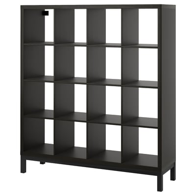 KALLAX Shelving unit with underframe, black-brown/black, 147x164 cm