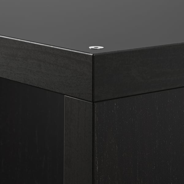 KALLAX Shelving unit with underframe, black-brown/white, 147x164 cm