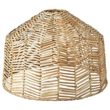 A KAPPELAND lamp shade made of hand-woven rattan with a herringbone pattern, designed by mikael axelsson for a warm, welcoming light.