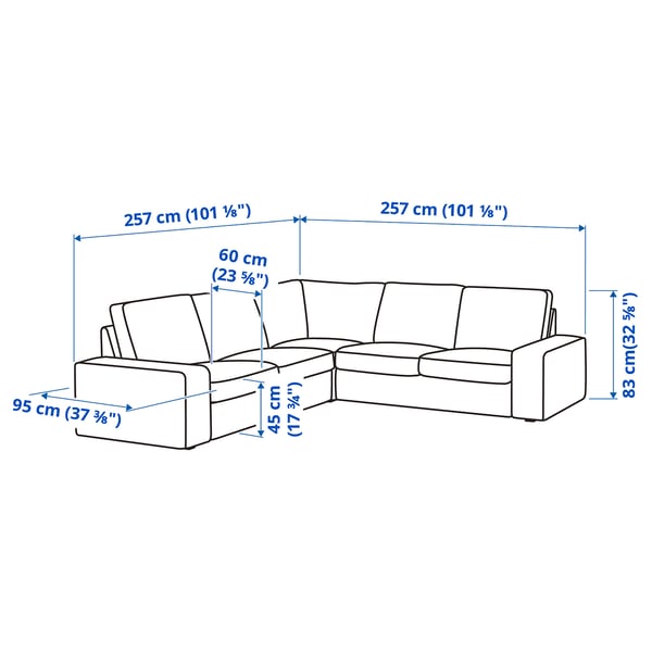 KIVIK Corner sofa, 4-seat, Tibbleby beige/grey