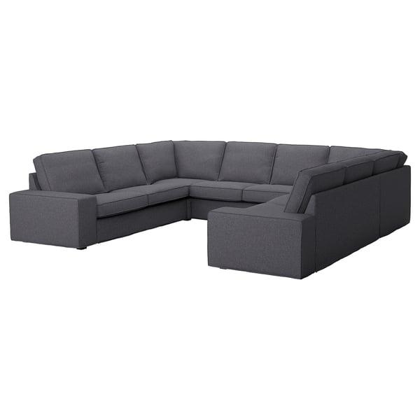 KIVIK U-shaped sofa, 6 seat, Gunnared medium grey