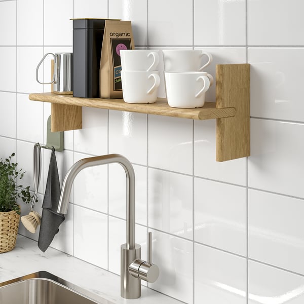 KLAVRESTRÖM Wall shelf, oak, 60x20 cm