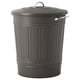 A KNODD grey metal bin with a lid and handles, designed for waste or storage.