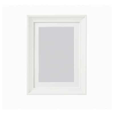 Empty white picture frame, rectangular, modern design.