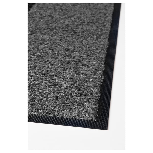 KÖGE Door mat, grey/black, 69x90 cm
