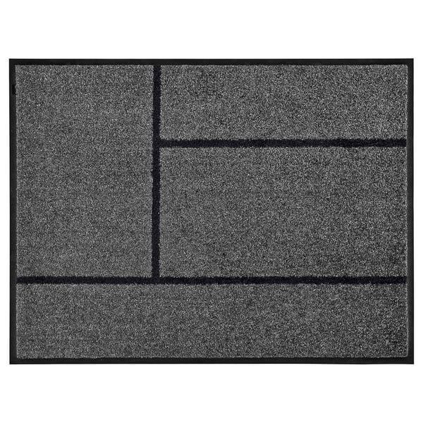 KÖGE Door mat, grey/black, 69x90 cm