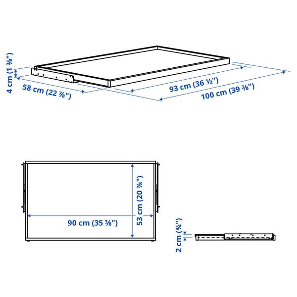 KOMPLEMENT Pull-out tray, white, 100x58 cm