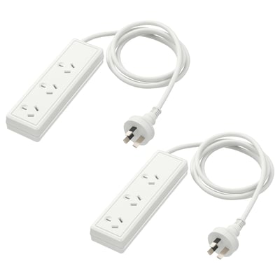 KOPPLA 3-way socket, earthed white, 1.5 m