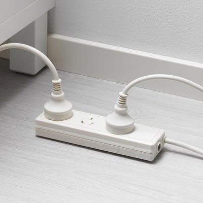 KOPPLA 3-way socket, earthed white, 1.5 m