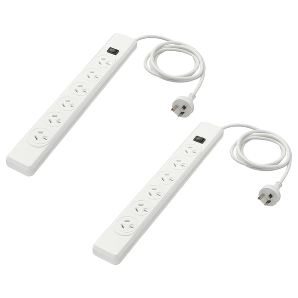 KOPPLA 6-way socket, earthed white, 1.5 m