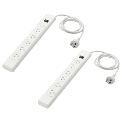 KOPPLA 6-way socket, earthed white, 1.5 m