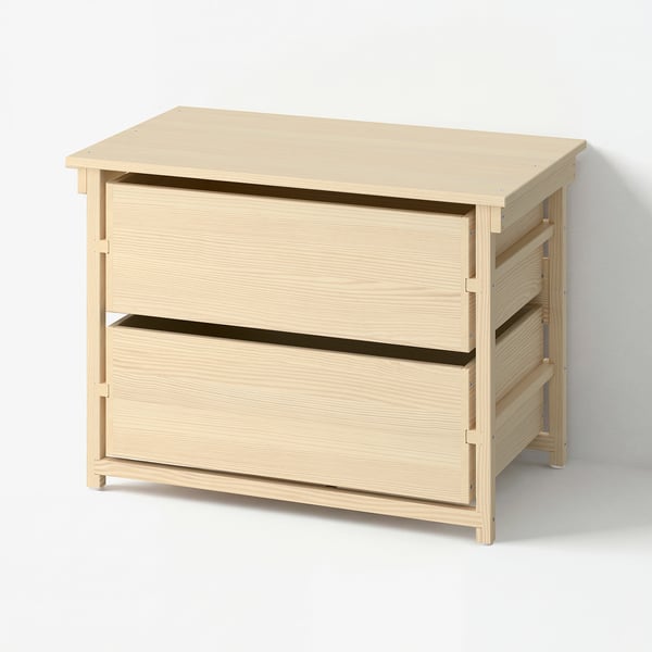 KRONÖREN Chest of 2 drawers, pine, 76x48x55 cm