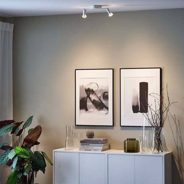 KRUSNATE Ceiling spotlight with 2 spots, white